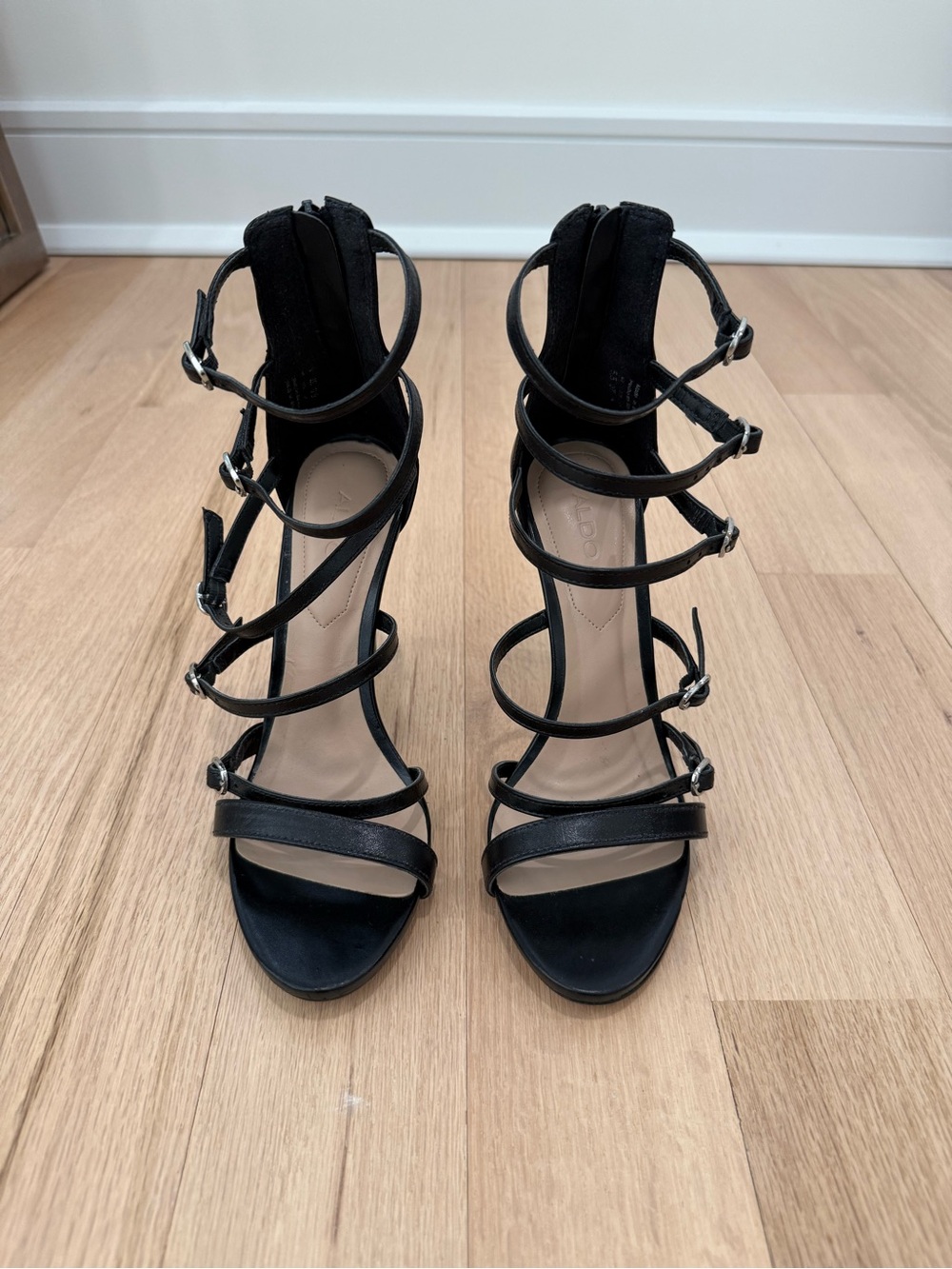 Aldo Black Strappy High Heel Sandals